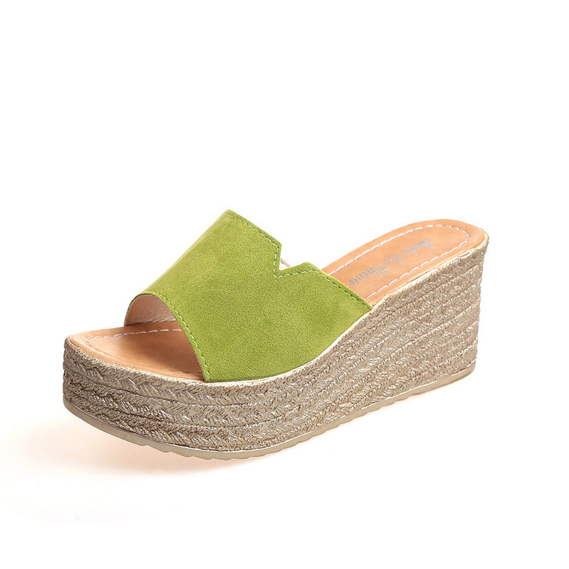 Summer Women's Korean High Heel Beach Slippers