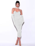 Mesh Stitching Bandage Suspender Dress