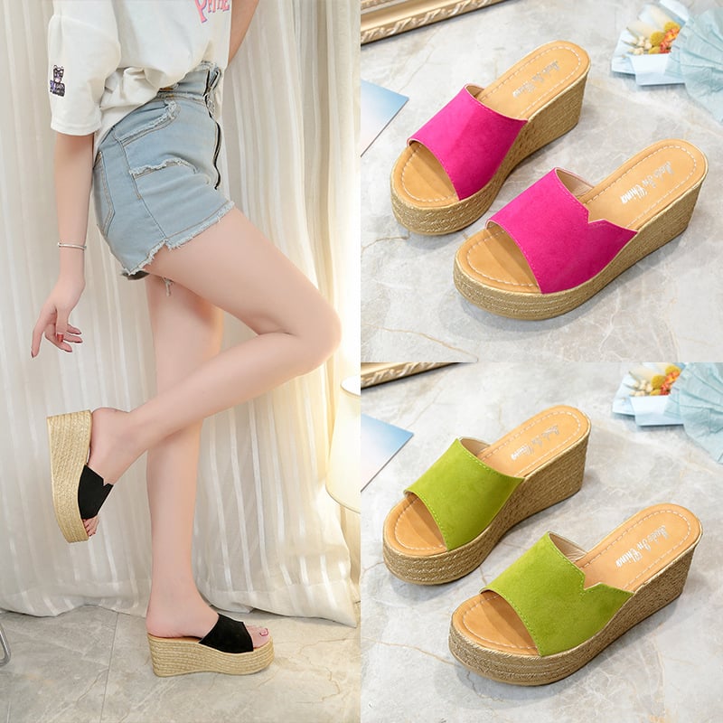 Summer Women's Korean High Heel Beach Slippers