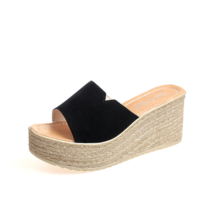 Summer Women's Korean High Heel Beach Slippers