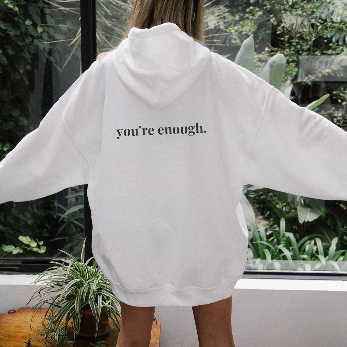 You're Enough Casual Hooded Pocket Sweater